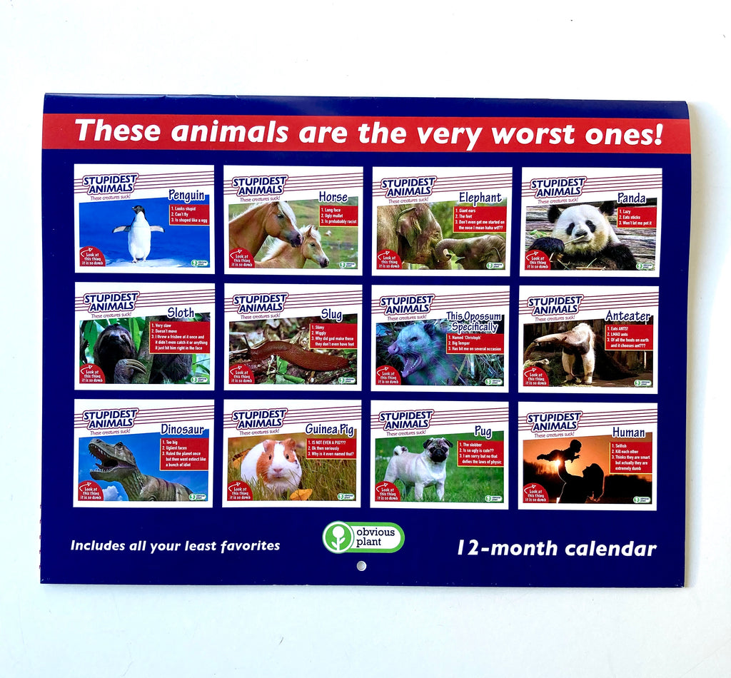 Stupidest Animals 2021 Calendar Obvious Plant